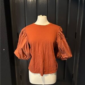 Rust Puff Sleeve Women's Top
